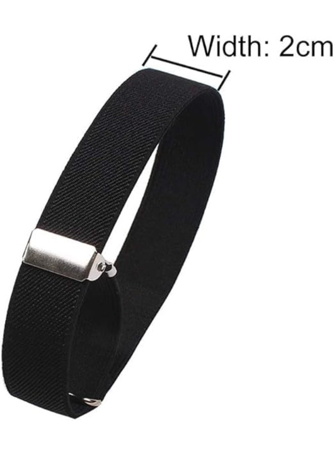 6 Pieces (3 Pairs) Unisex Elastic Adjustable Armbands Anti-Slip Shirt Sleeve Holders Adjustable Arm Shirt Garters Hold Up Sleeve Garters Elastic Armbands, Black, Wine-red, Blue with Beige Edge ﻿ - Image 2